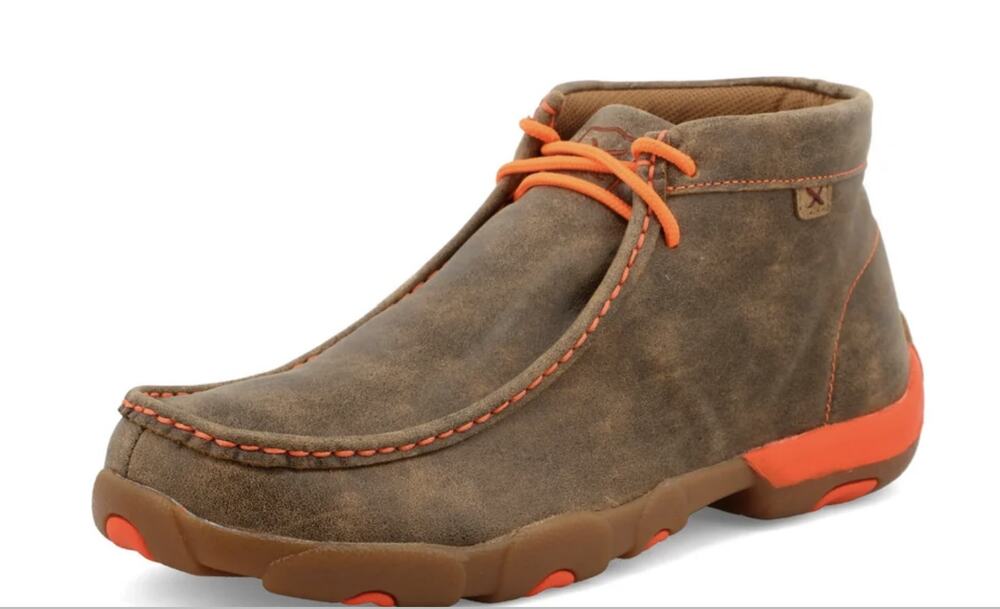 Twisted X Shoes Youth Size 1 Brown Bomber Driving Moc Chukka Orange YDM0067